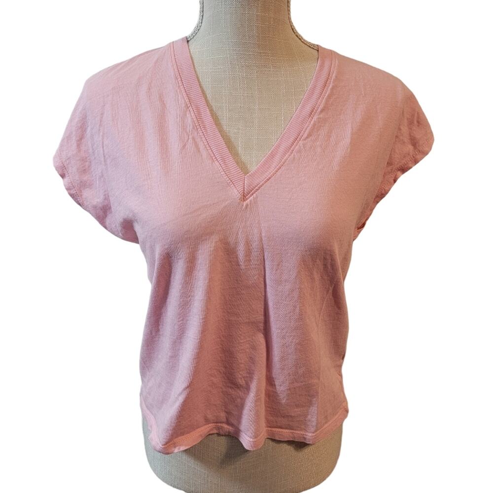 Zara Light Pink V-Neck Short Sleeve Tee Size Medium